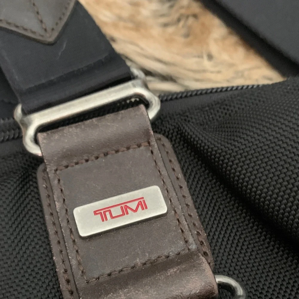 Tumi Black Nylon Laptop Messenger with Leather Accents